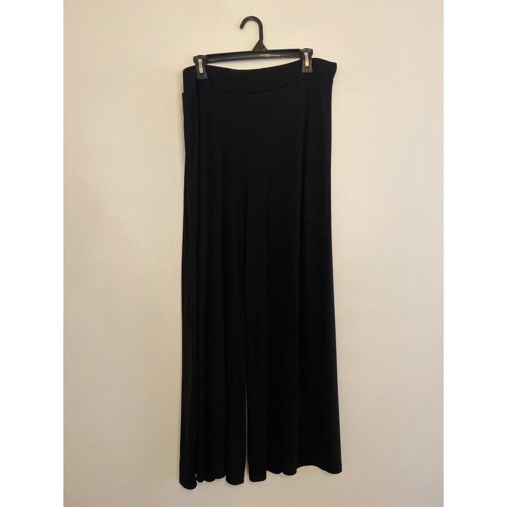Liz Claiborne Women's Black Wide Leg Pants 1X Stretch Blend Polyester